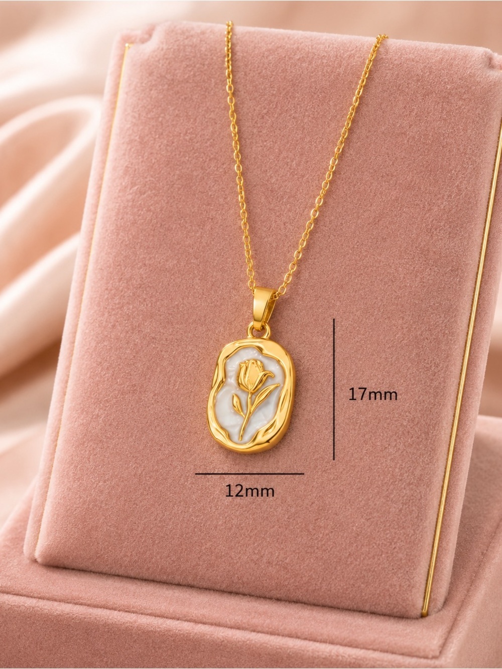 Gold Floral Pendant Necklace Statement Jewelry - Picture 3 of 5